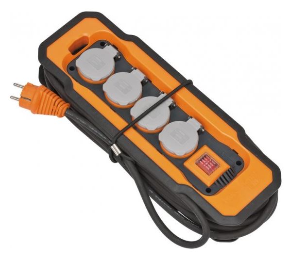 Stekkerdoos 4 delig, kabel 8 meter